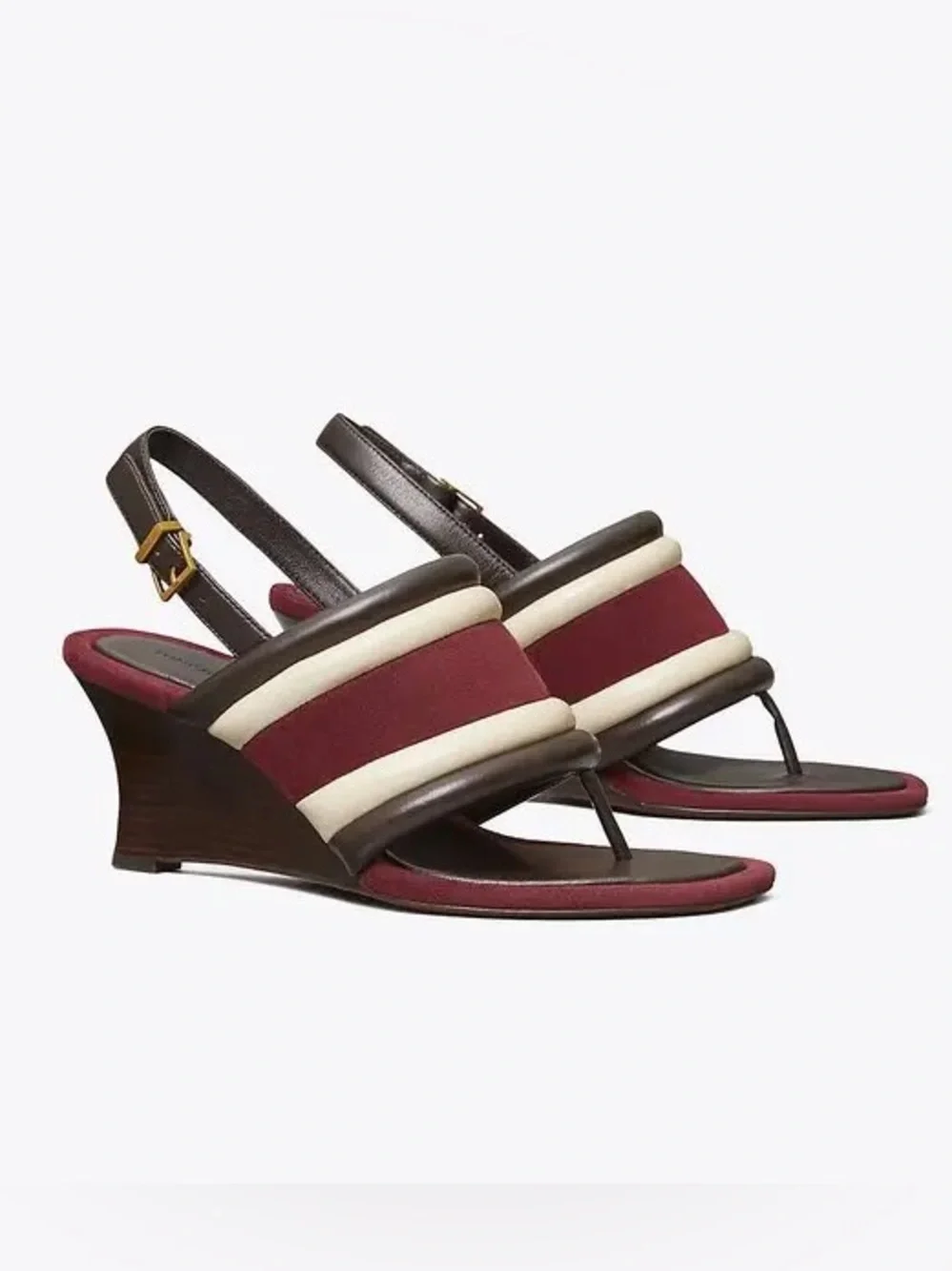 Tory Burch Puffy Wedge Silk Suede Nappa Sandals 6.5